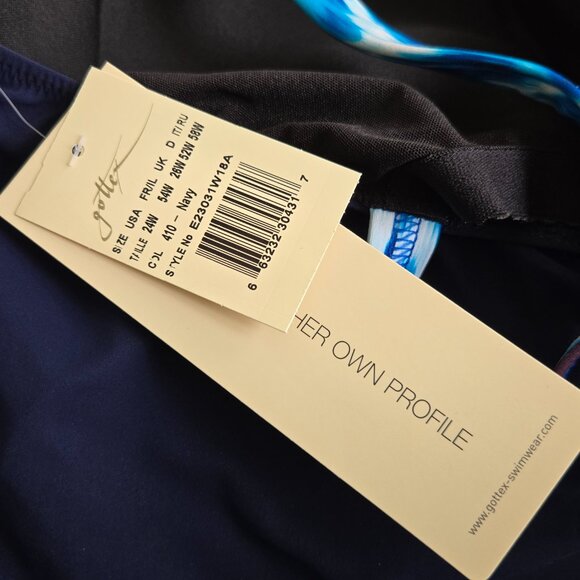 Profile by Gottex Harmony Solid Navy Ruched Tankini Top Plus Size 24W - Picture 7 of 11